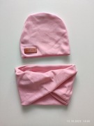 Komplet zestaw komin czapka jesień wiosna zima pudrowy róż pastelowy 