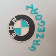 Znaczek logo BMW imię dekoracje na tort 