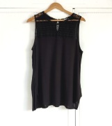Czarna bluzka H&M L 40 wiskoza koronka top koszulka