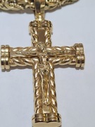 Złoty masywny łańcuch z krzyżem próba złota 585
