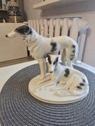 Rzadka figurka porcelanowa charty Borzoj Wawel Wałbrzych psy uszkodzona