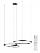 Plafon lampa wisząca 3 okręgi z pilotem czarna ringi