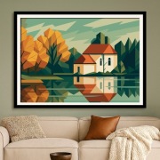 Kościółek w Zwierzyńcu - Roztocze, Plakat w stylu  Art Deco 60x40cm