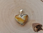 Piękna duża srebrna zawieszka serce naturalny bursztyn bałtycki Anna Amber 