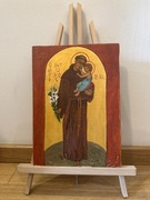 Ikona Święty Antoni z dzieciątkiem, pisana na drewnie, 2016r.