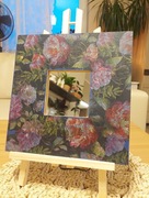 Lustro dekoracyjne handmade – decoupage „Kwiaty na czerni”