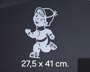 Chłopiec na łyżwach dekoracja zima okna przedszkole