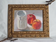 Obraz olejny ręcznie malowany w złotej ramie drewnianej 18x24 martwa natura