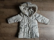 Ciepła Dłuższa Kurtka Zimowa - Kremowa/Ecru - Rozmiar 4 lata (104 cm)