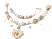 Zestaw: zawieszka na wózek + zawieszka do smoczka – rękodzieło, prezent