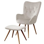 Fotel z Podnóżek LC-022 Beżowy Velvet