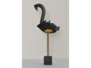 Flaming - origami modułowe 3D, papier metaliczny - czarny kolor - ptak