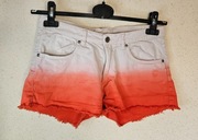 Biało-pomarańczowe bawełniane szorty ombre, frędzle