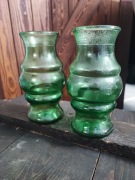 Zielone szkło wazon PRL Zabkowice