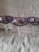 Ręcznie szlifowane kieliszki Hortensja szkło vintage komplet zestaw 3 sztuk