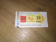 Bilet jednorazowy 70gr MPK Łódź stare logo skasowany lokalny