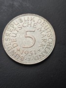 Niemcy 5 marek 1951 rok (J)
