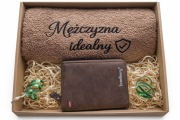 Box Prezentowy dla Mężczyzny,prezent dla niego, Ręcznik z haftem + Portfel,