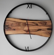 Zegar ścienny 60cm naturalne drewno orzechowe. Loft, Rękodzieło Prezent