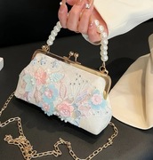 Torebka Wizytowa - Pastelowe kwiaty- Haft