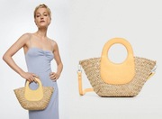 MANGO słomkowa torebka NOWA koszyk rafii żółta plażowa