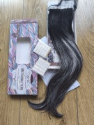 Prawdziwe włosy Tape-in 100% Human Hair 40cm Ombre Czarno-Siwe  Auk 5