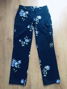 Spodnie damskie materiałowe granatowe w kwiatki, bonprix, rozm. M