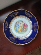 Kobaltowy talerz płaski obiadowy lub na ciasto dekoracyjny