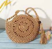 Torba pleciona zakupowa tote na ramię wakacyjna na zamek słomkowa eko