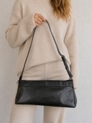 Skórzana czarna vintage torebka torba na ramię damska skóra Genui leather