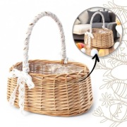 Koszyk, Koszyczek wiklinowy z ażurową kokardką Wielkanoc 24 x 26 cm