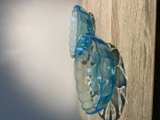 Turkusowe miseczki szklane PRL wzór serce