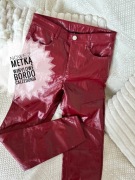 Nowe z metką bordowe spodnie winylowe nabłyszczane latex Calzedonia S