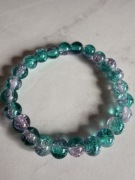 Bransoletka szklana 8 mm – zielono-różowa 
