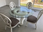 Unikatowy stylowy stół krzesło 4 rzeźbione ludwik barok mahoń