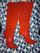 Piękne Czerwone kozaki lakierowane r44 szpilka 