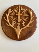 PZŁ TALERZ DREWNIANY OZDOBNY POLSKI ZWIĄZEK ŁOWIECKI PRL