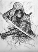 Wojownik węgiel na papierze