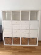 Ikea KALLAX Regał, biały, 147x147 cm z drzwiami i szufladami