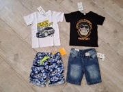 Zestaw letni chłopięcy - 2x T-shirt + 2x spodenki - rozm 104