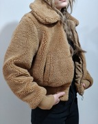 Krótka kurtka teddy baranek marki Primark używana rozmiar XS 34/36