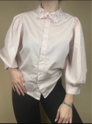 Selected femme bluzka koszula vintage pudrowa koronka święta M 38 L 40