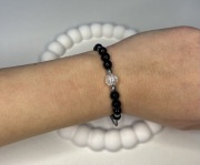 Bransoletka regulowana onyks i kryształ lodowy