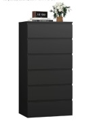 Komoda FOREHILL czarna 119 cm 6 szuflad do sypialni salonu przedpokoju