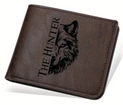 NOWY Skórzany portfel myśliwski WILK Canis Lupus. Prezent dla Leśnika. 