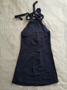 Nowa elegancka granatowa wiązana sukienka Mango 34