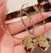 Kolczyki koła złote serce serduszko wiszące 