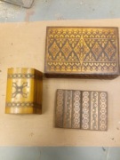 DREWNIANA SZKATUŁKA KUFEREK CEPELIA PRL