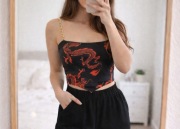 Shein Sexy top wiązany na ramiączka japan style Dragon