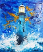 obraz olejny "latarnia"